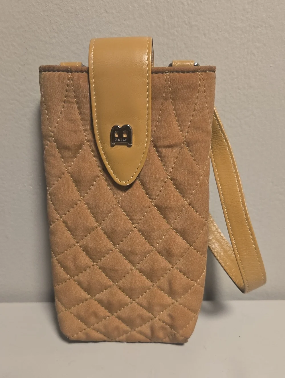 Bally Quilted Crossbody Phone Bag - Tan/Yellow
